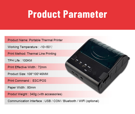 COM recargable WIFI 80m m Portbale Mini Thermal Printer Bluetooth